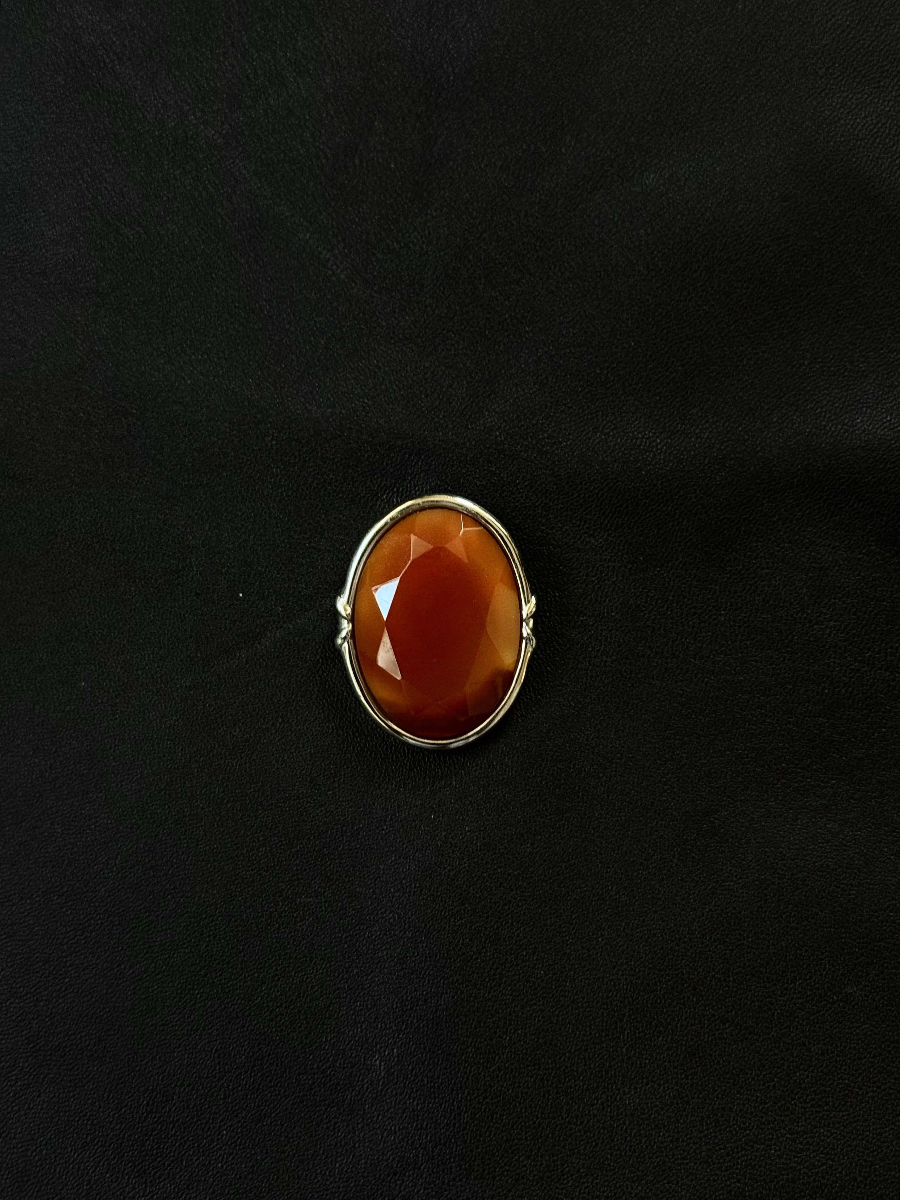 Faceted Carnelian Oval Charm