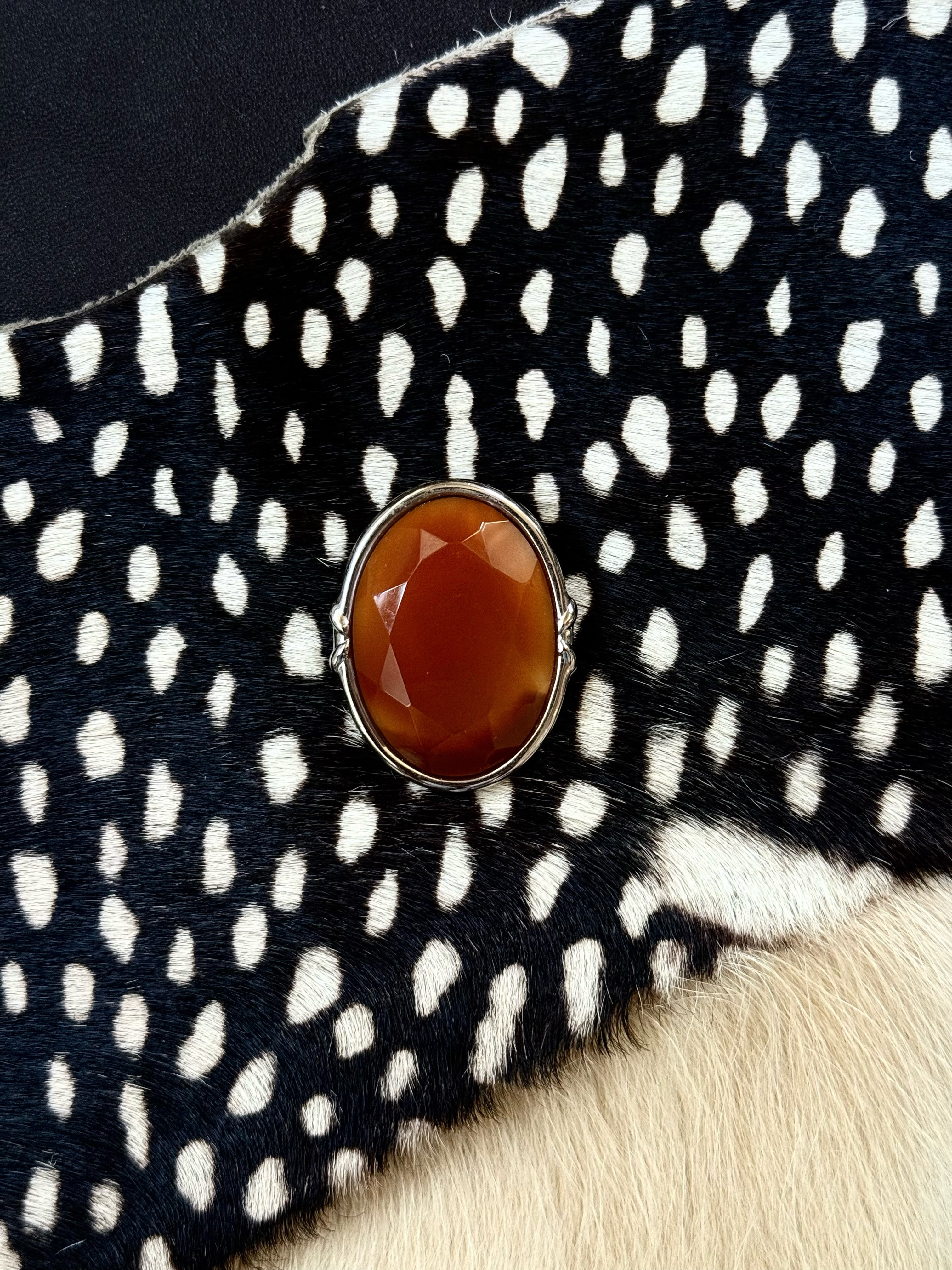 Faceted Carnelian Oval Charm