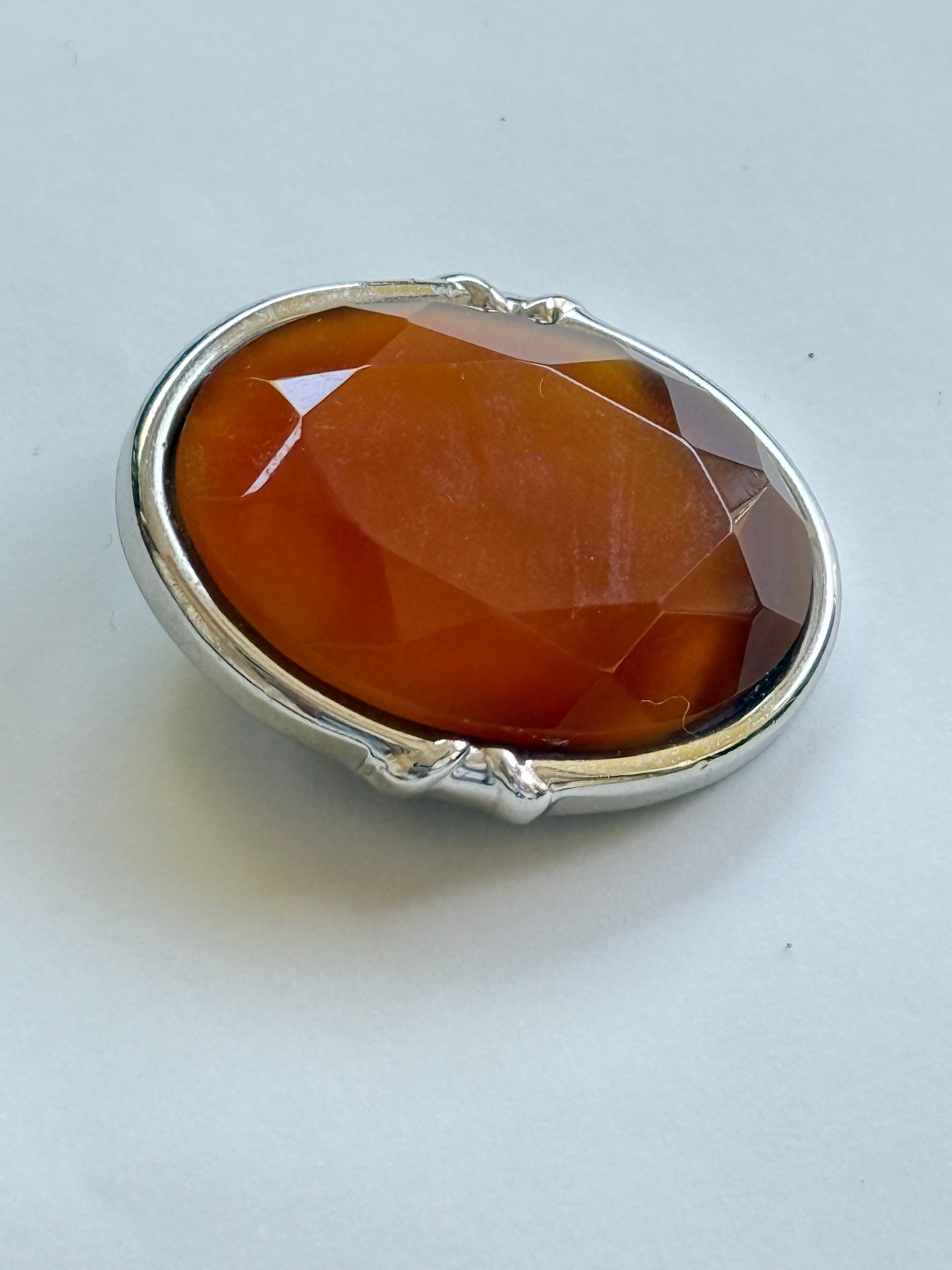 Faceted Carnelian Oval Charm